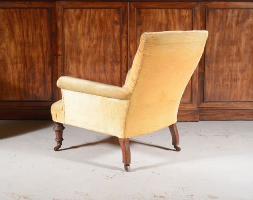 A VICTORIAN HOWARD STYLE COUNTRY HOUSE BUTTON BACK ARMCHAIR C1870 - ADDITIONAL PHOTO 4