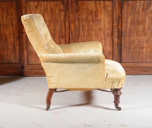 A VICTORIAN HOWARD STYLE COUNTRY HOUSE BUTTON BACK ARMCHAIR C1870 - ADDITIONAL PHOTO 5