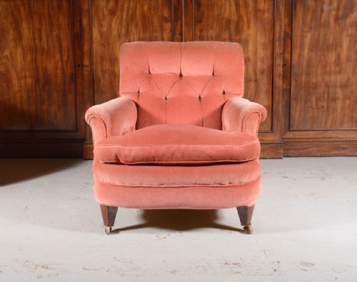 A VICTORIAN HOWARD SONS STYLE BUTTON BACK ARMCHAIR C1890 - ADDITIONAL PHOTO 4