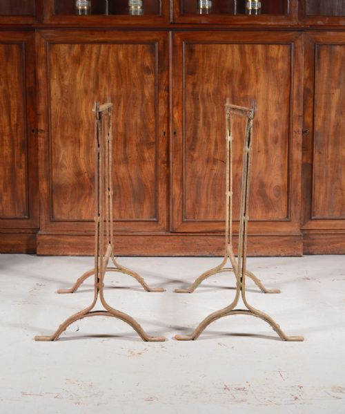 A PAIR OF VICTORIAN WROUGHT IRON STRAP WORK TRESTLES C1840 - ADDITIONAL PHOTO 3