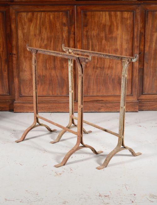 A PAIR OF VICTORIAN WROUGHT IRON STRAP WORK TRESTLES C1840 - ADDITIONAL PHOTO 4