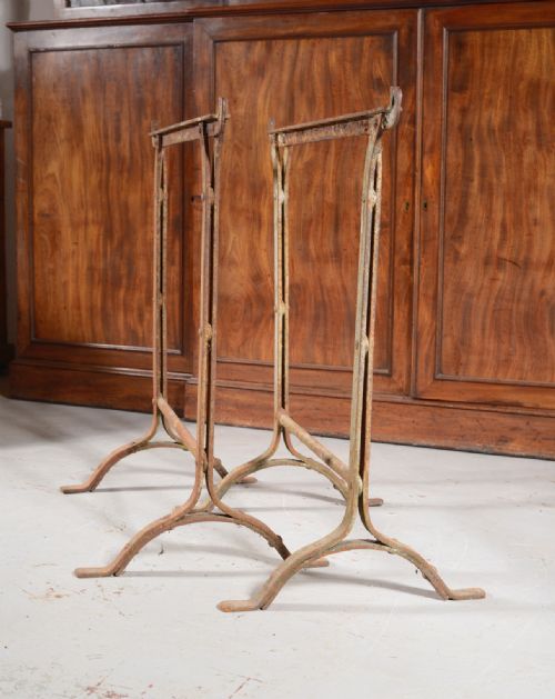 A PAIR OF VICTORIAN WROUGHT IRON STRAP WORK TRESTLES C1840 - ADDITIONAL PHOTO 6