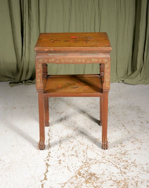 A CHINESE PAINTED AND GILDED LACQUER TWO TIER TABLE C1900 - ADDITIONAL PHOTO 2