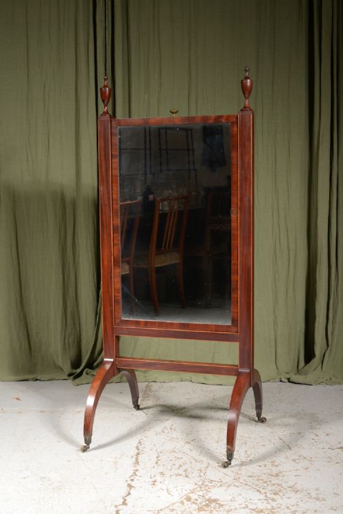 a regency mahogany rise and fall cheval dressing mirror with original mercury glass plate c1825 - CATEGORY: ANTIQUE MIRRORS - DATED REGENCY