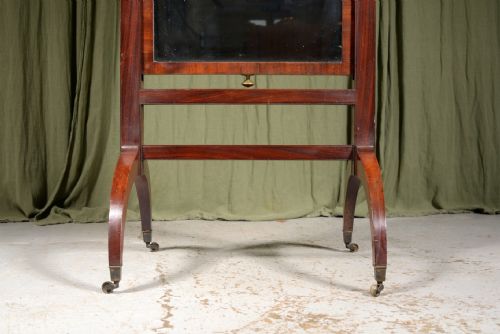 A REGENCY MAHOGANY RISE AND FALL CHEVAL DRESSING MIRROR WITH ORIGINAL MERCURY GLASS PLATE C1825 - ADDITIONAL PHOTO 1