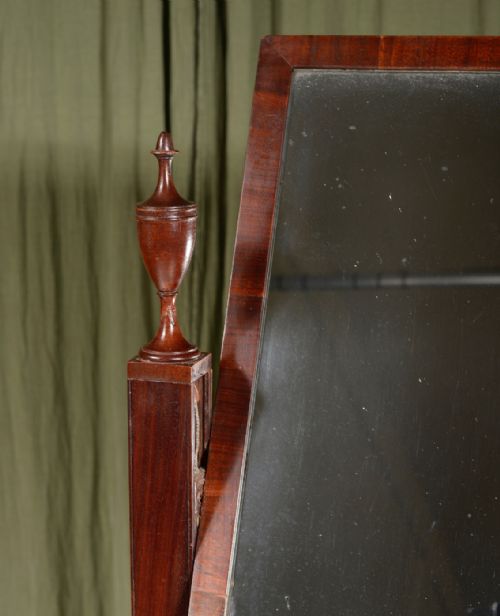 A REGENCY MAHOGANY RISE AND FALL CHEVAL DRESSING MIRROR WITH ORIGINAL MERCURY GLASS PLATE C1825 - ADDITIONAL PHOTO 2
