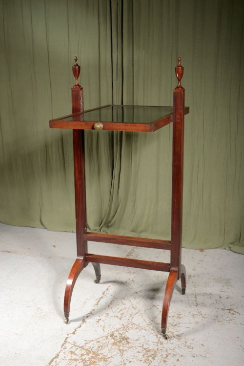 A REGENCY MAHOGANY RISE AND FALL CHEVAL DRESSING MIRROR WITH ORIGINAL MERCURY GLASS PLATE C1825 - ADDITIONAL PHOTO 4