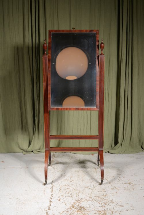 A REGENCY MAHOGANY RISE AND FALL CHEVAL DRESSING MIRROR WITH ORIGINAL MERCURY GLASS PLATE C1825 - ADDITIONAL PHOTO 7