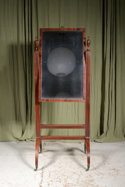 A REGENCY MAHOGANY RISE AND FALL CHEVAL DRESSING MIRROR WITH ORIGINAL MERCURY GLASS PLATE C1825 - ADDITIONAL PHOTO 8