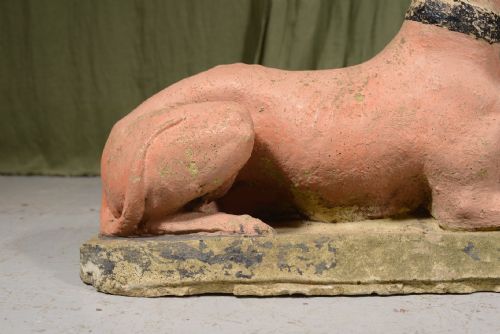 A PAIR OF WEATHERED RECONSTITUTED STONE WHIPPETS IN ORIGINAL PAINT C1930 - ADDITIONAL PHOTO 7