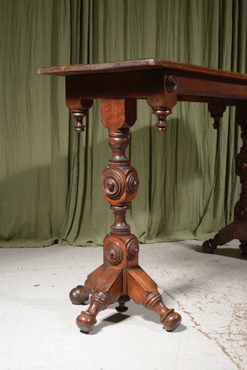 AN UNUSUAL SCOTTISH GOTHIC REVIVAL OAK HALL TABLE C1880 - ADDITIONAL PHOTO 2