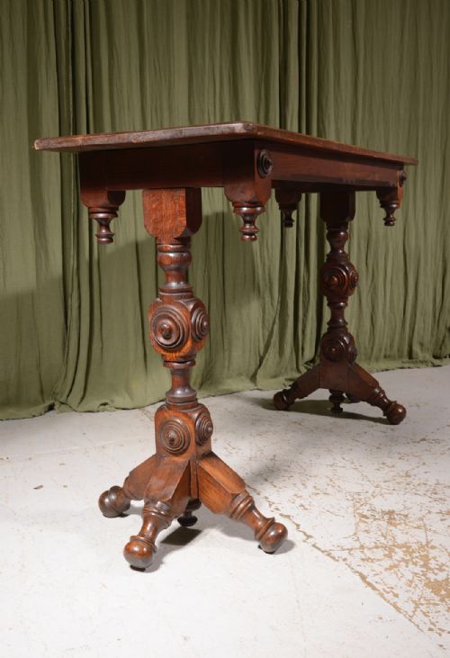 AN UNUSUAL SCOTTISH GOTHIC REVIVAL OAK HALL TABLE C1880 - ADDITIONAL PHOTO 3