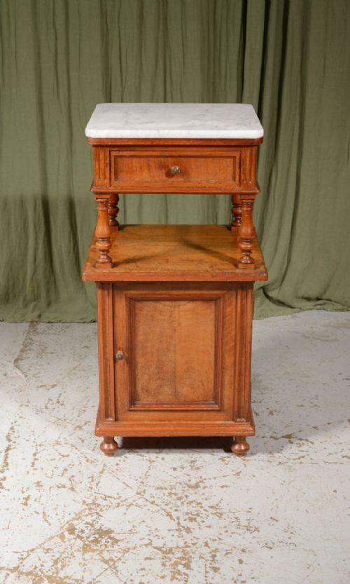 a marble topped walnut bedside or side table by gustav knauer berlin c1870 - CATEGORY: ANTIQUE CABINETS - DATED 19TH CENTURY