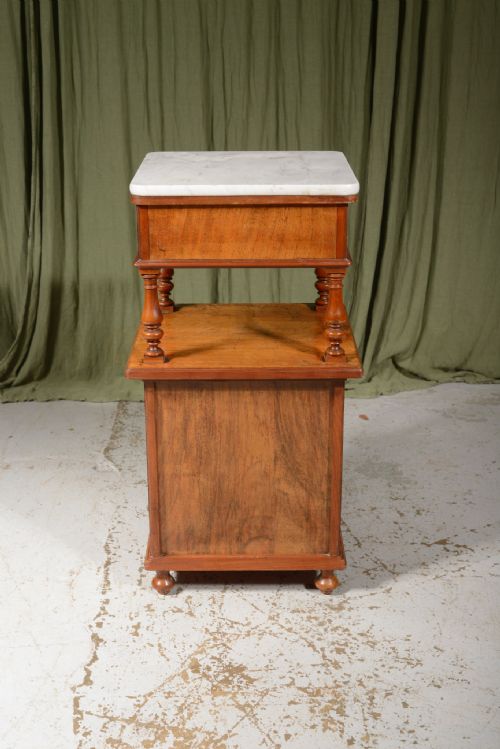 A MARBLE TOPPED WALNUT BEDSIDE OR SIDE TABLE BY GUSTAV KNAUER BERLIN C1870 - ADDITIONAL PHOTO 7