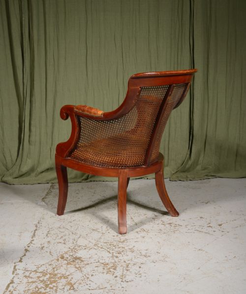 A FRENCH LOUIS PHILIPPE MAHOGANY CANE BERGERE ARMCHAIR C1840 - ADDITIONAL PHOTO 1