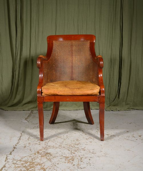 A FRENCH LOUIS PHILIPPE MAHOGANY CANE BERGERE ARMCHAIR C1840 - ADDITIONAL PHOTO 2