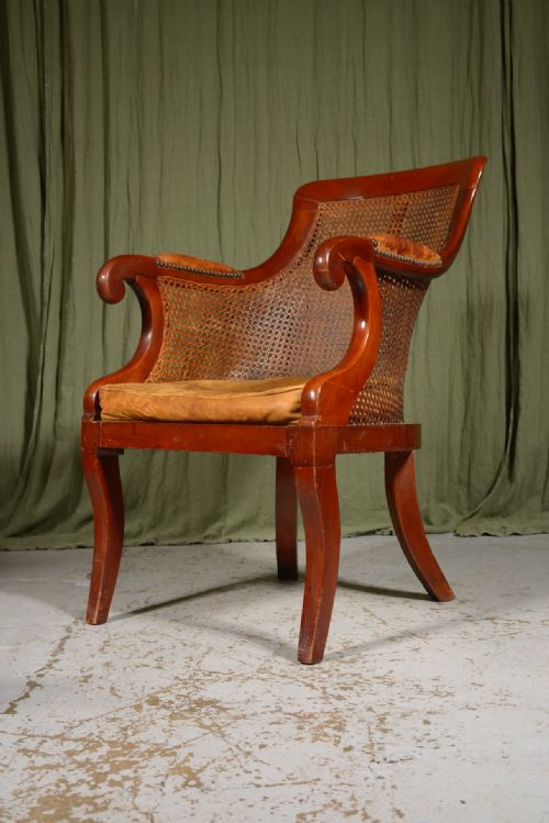 A FRENCH LOUIS PHILIPPE MAHOGANY CANE BERGERE ARMCHAIR C1840 - ADDITIONAL PHOTO 4