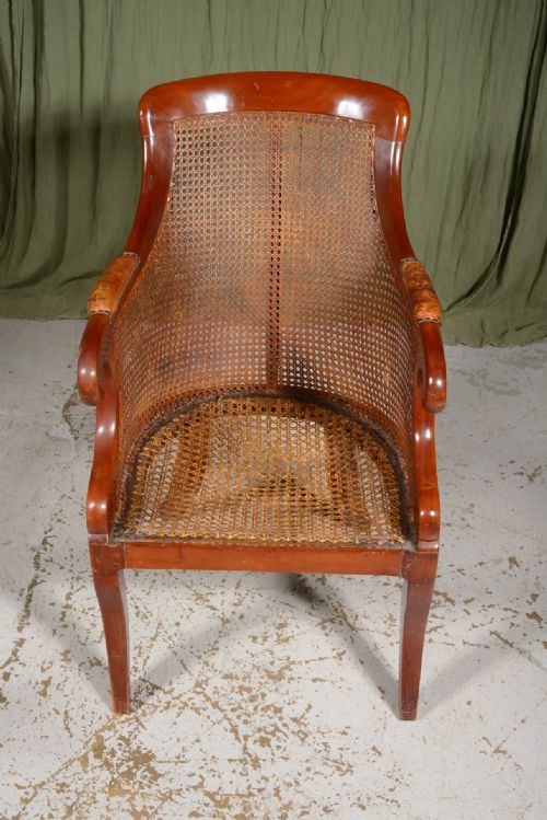 A FRENCH LOUIS PHILIPPE MAHOGANY CANE BERGERE ARMCHAIR C1840 - ADDITIONAL PHOTO 5