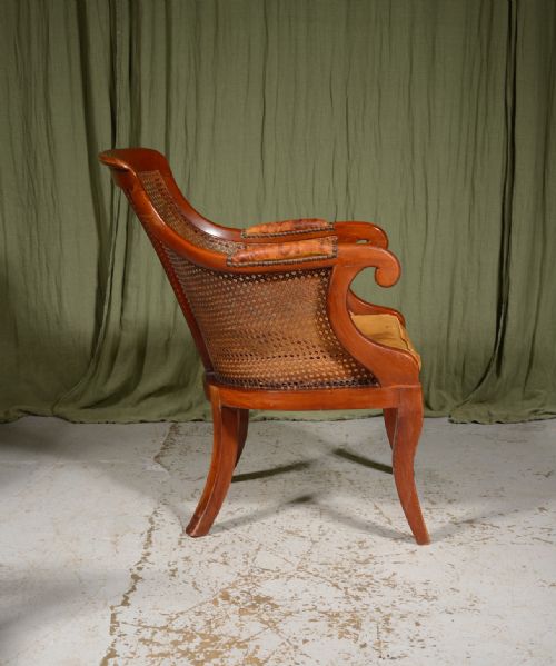A FRENCH LOUIS PHILIPPE MAHOGANY CANE BERGERE ARMCHAIR C1840 - ADDITIONAL PHOTO 6