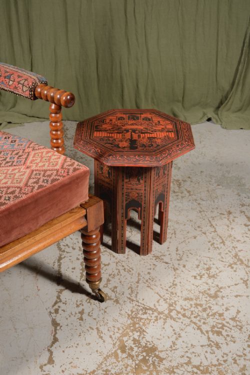 AN INDIAN RED AND BLACK LACQUER OCTAGONAL TABLE C1910 - ADDITIONAL PHOTO 2