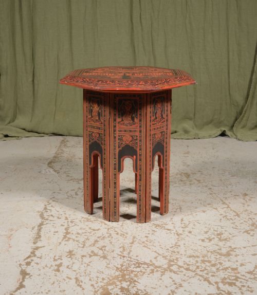 AN INDIAN RED AND BLACK LACQUER OCTAGONAL TABLE C1910 - ADDITIONAL PHOTO 3
