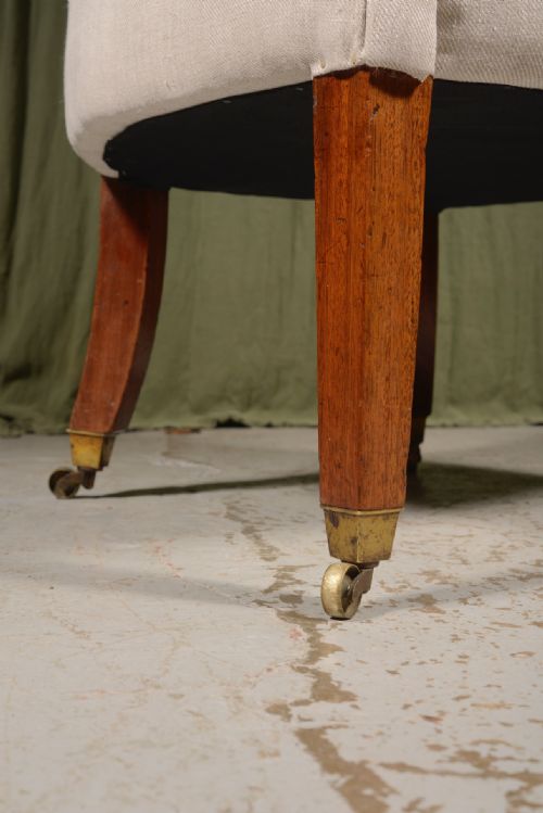 A GEORGE III MAHOGANY BARREL BACK ARMCHAIR FRESHLY UPHOLSTERED IN GREY LINEN C1750 - ADDITIONAL PHOTO 5