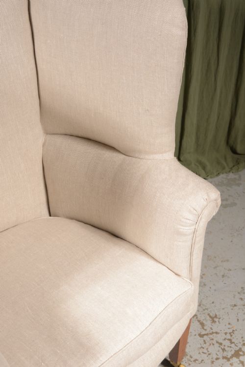 A GEORGE III MAHOGANY BARREL BACK ARMCHAIR FRESHLY UPHOLSTERED IN GREY LINEN C1750 - ADDITIONAL PHOTO 7
