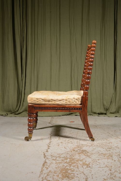 A WILLIAM IV SIMULATED ROSEWOOD BOBBIN SLIPPER CHAIR C1835 - ADDITIONAL PHOTO 4
