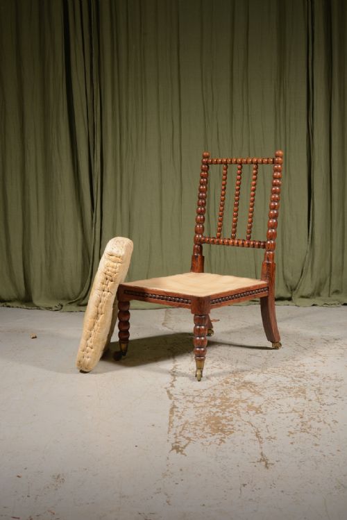 A WILLIAM IV SIMULATED ROSEWOOD BOBBIN SLIPPER CHAIR C1835 - ADDITIONAL PHOTO 9