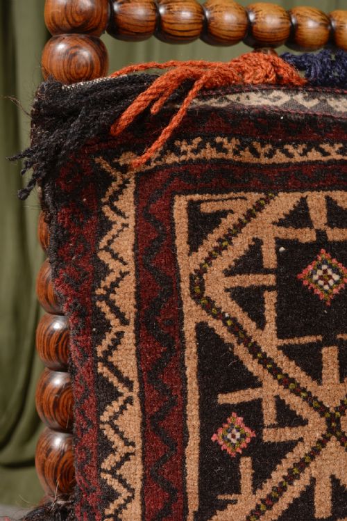 AN ANTIQUE AFGHAN KILIM CARPET CUSHION C1920 - ADDITIONAL PHOTO 3