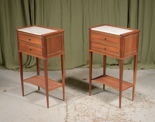 A PAIR OF FRENCH MARBLE TOPPED BEDSIDE TABLES C1930 - ADDITIONAL PHOTO 3