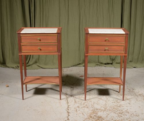 A PAIR OF FRENCH MARBLE TOPPED BEDSIDE TABLES C1930 - ADDITIONAL PHOTO 4