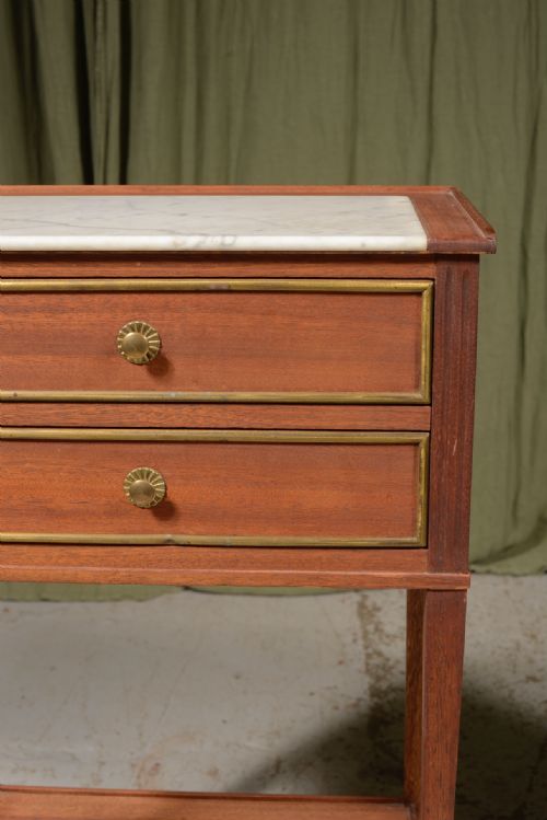 A PAIR OF FRENCH MARBLE TOPPED BEDSIDE TABLES C1930 - ADDITIONAL PHOTO 5