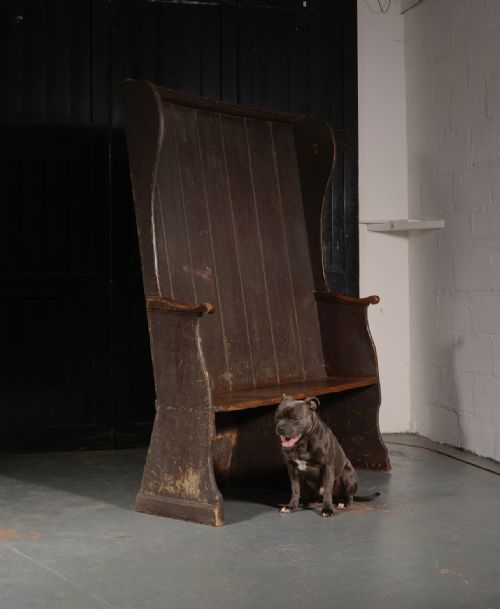 A GEORGE III WEST COUNTRY ELM AND PAINTED PINE TAVERN OR PUB SETTLE C17801810 - ADDITIONAL PHOTO 12