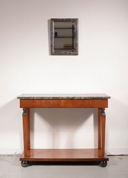A LIGHT BLUE LACQUER CHINOISERIE WALL MIRROR C1920 - ADDITIONAL PHOTO 3