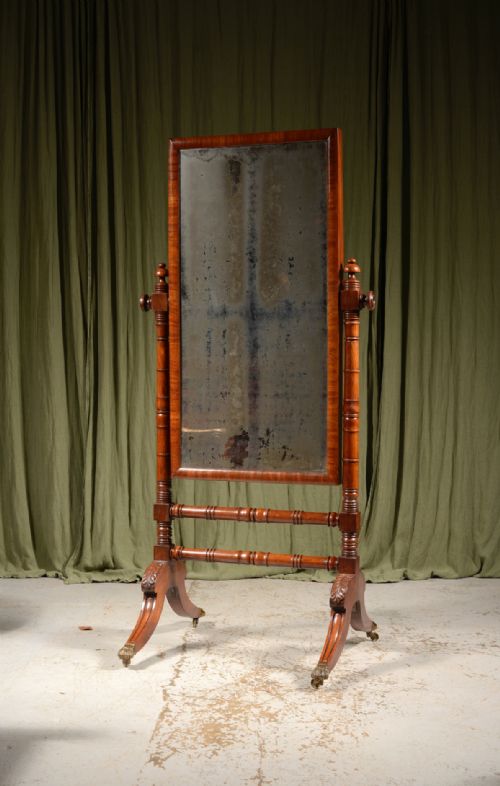 a regency mahogany cheval mirror with mercury plate c1820 - CATEGORY: ANTIQUE MIRRORS - DATED REGENCY