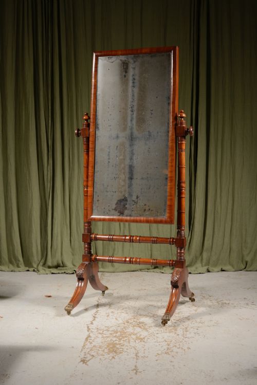 A REGENCY MAHOGANY CHEVAL MIRROR WITH MERCURY PLATE C1820 - ADDITIONAL PHOTO 1