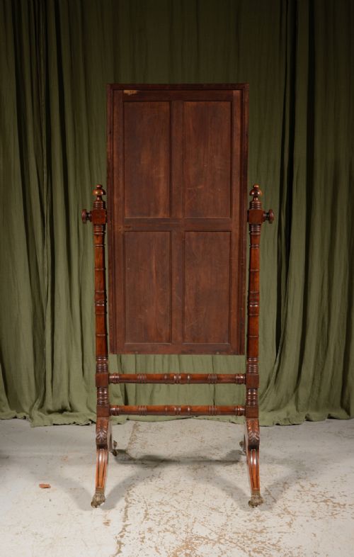 A REGENCY MAHOGANY CHEVAL MIRROR WITH MERCURY PLATE C1820 - ADDITIONAL PHOTO 3