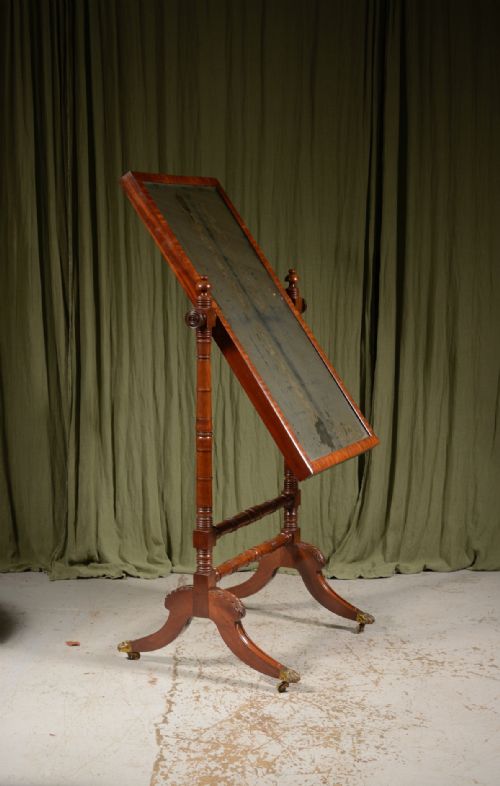A REGENCY MAHOGANY CHEVAL MIRROR WITH MERCURY PLATE C1820 - ADDITIONAL PHOTO 4