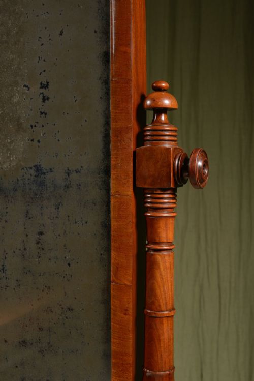 A REGENCY MAHOGANY CHEVAL MIRROR WITH MERCURY PLATE C1820 - ADDITIONAL PHOTO 6