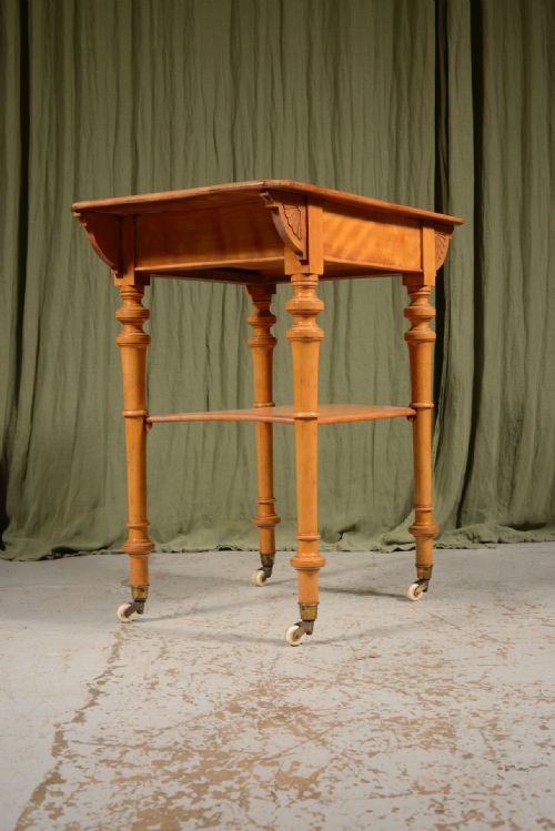 A VICTORIAN SATIN BIRCH TABLE ATTRIBUTED TO HOLLAND SONS C1870 - ADDITIONAL PHOTO 3