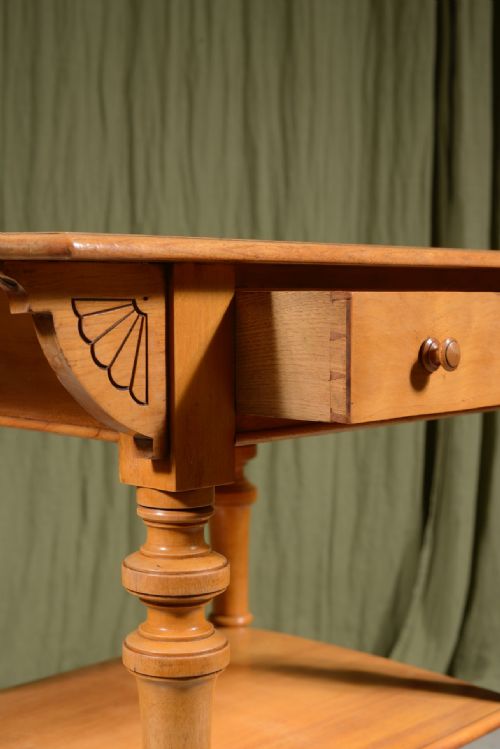 A VICTORIAN SATIN BIRCH TABLE ATTRIBUTED TO HOLLAND SONS C1870 - ADDITIONAL PHOTO 6