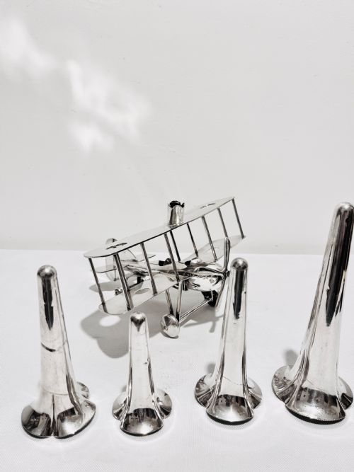 biplane silver plated epergne by aep co c1930 - CATEGORY: ANTIQUE SILVER - DATED 1930