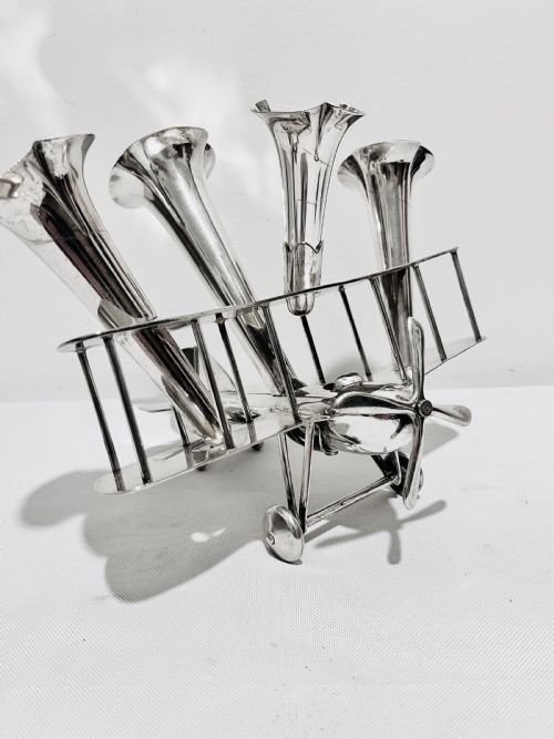 BIPLANE SILVER PLATED EPERGNE BY AEP CO C1930 - ADDITIONAL PHOTO 6