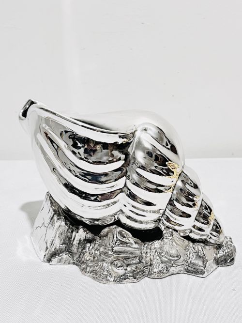 victorian novelty silver plated spoon warmer in the shape of a conch shell - CATEGORY: ANTIQUE SILVER - DATED 1880