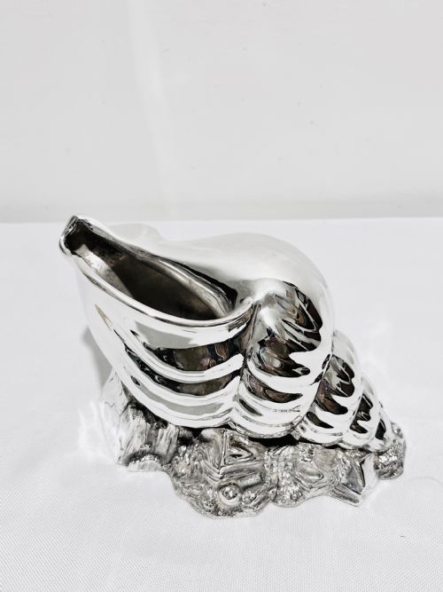 VICTORIAN NOVELTY SILVER PLATED SPOON WARMER IN THE SHAPE OF A CONCH SHELL - ADDITIONAL PHOTO 1