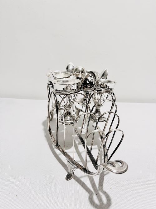 ANTIQUE OLD SHEFFIELD PLATE TOAST RACK AND EGG CRUET - ADDITIONAL PHOTO 1