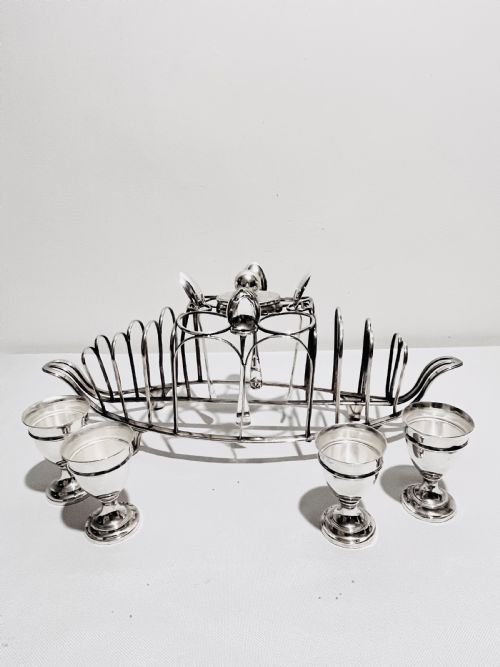 ANTIQUE OLD SHEFFIELD PLATE TOAST RACK AND EGG CRUET - ADDITIONAL PHOTO 3