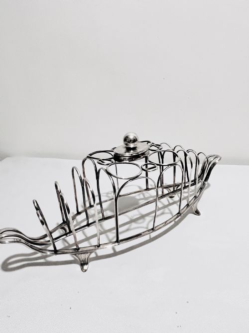 ANTIQUE OLD SHEFFIELD PLATE TOAST RACK AND EGG CRUET - ADDITIONAL PHOTO 7