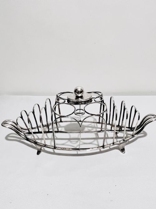 ANTIQUE OLD SHEFFIELD PLATE TOAST RACK AND EGG CRUET - ADDITIONAL PHOTO 9